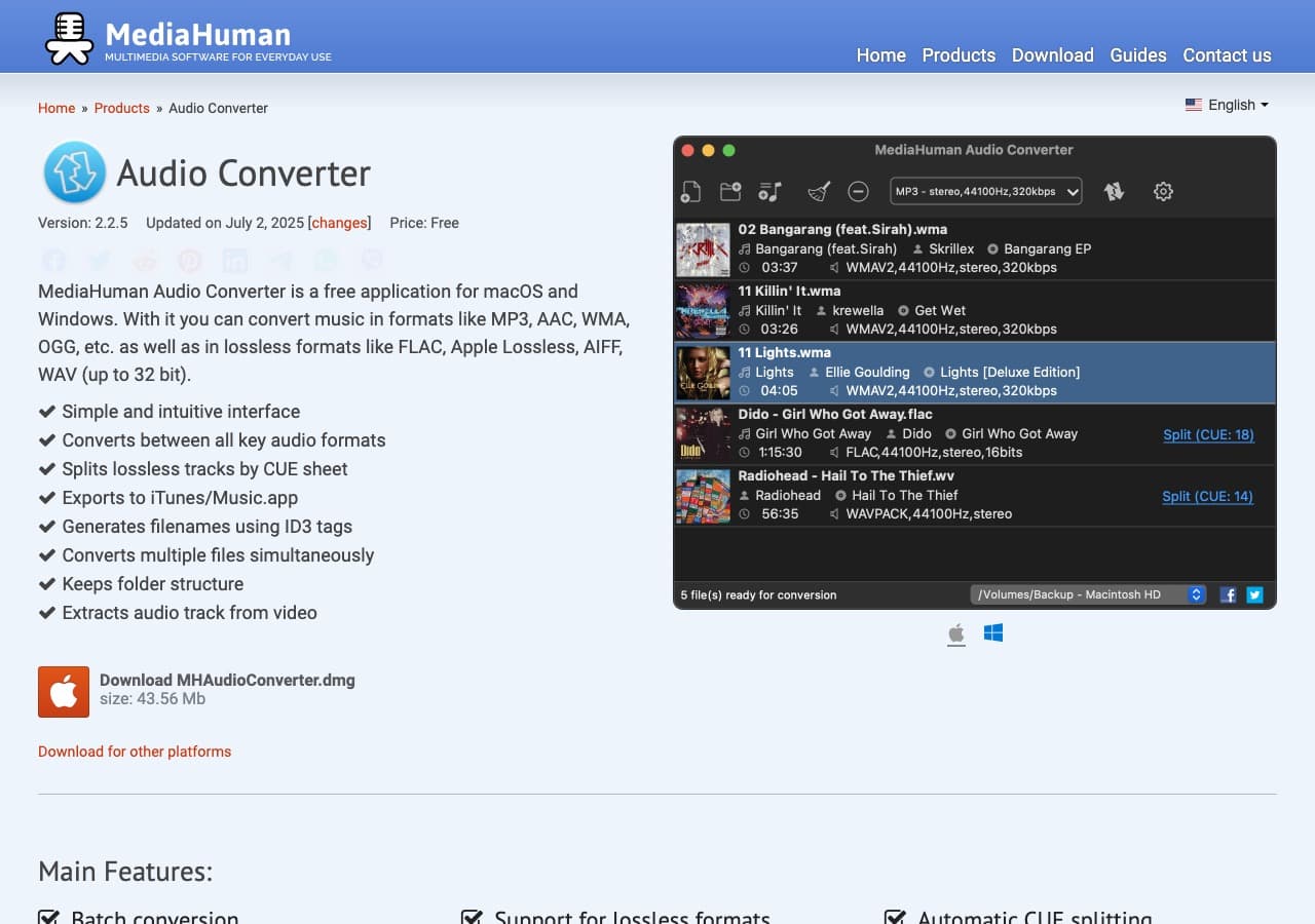MediaHuman Audio Converter homepage