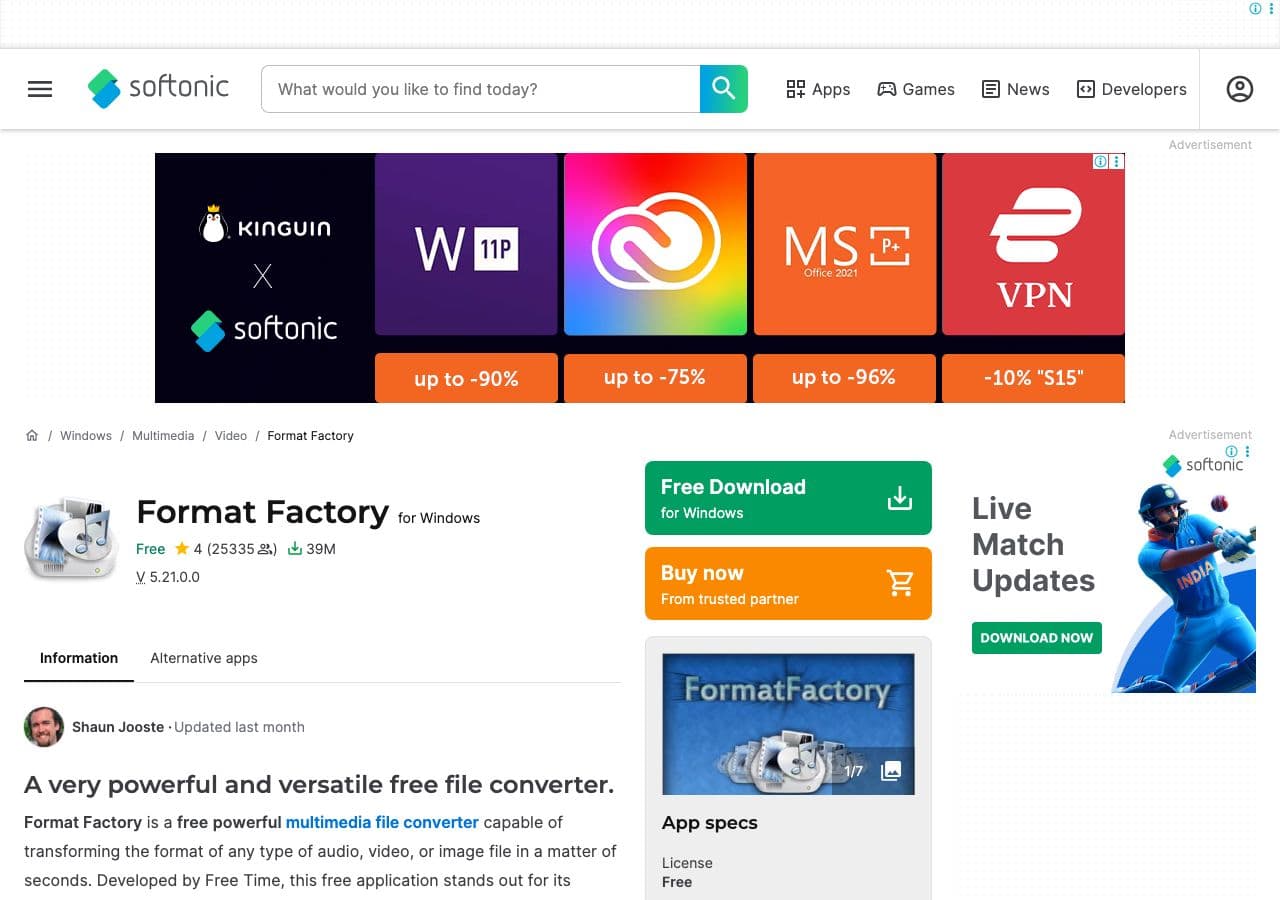 Format Factory homepage