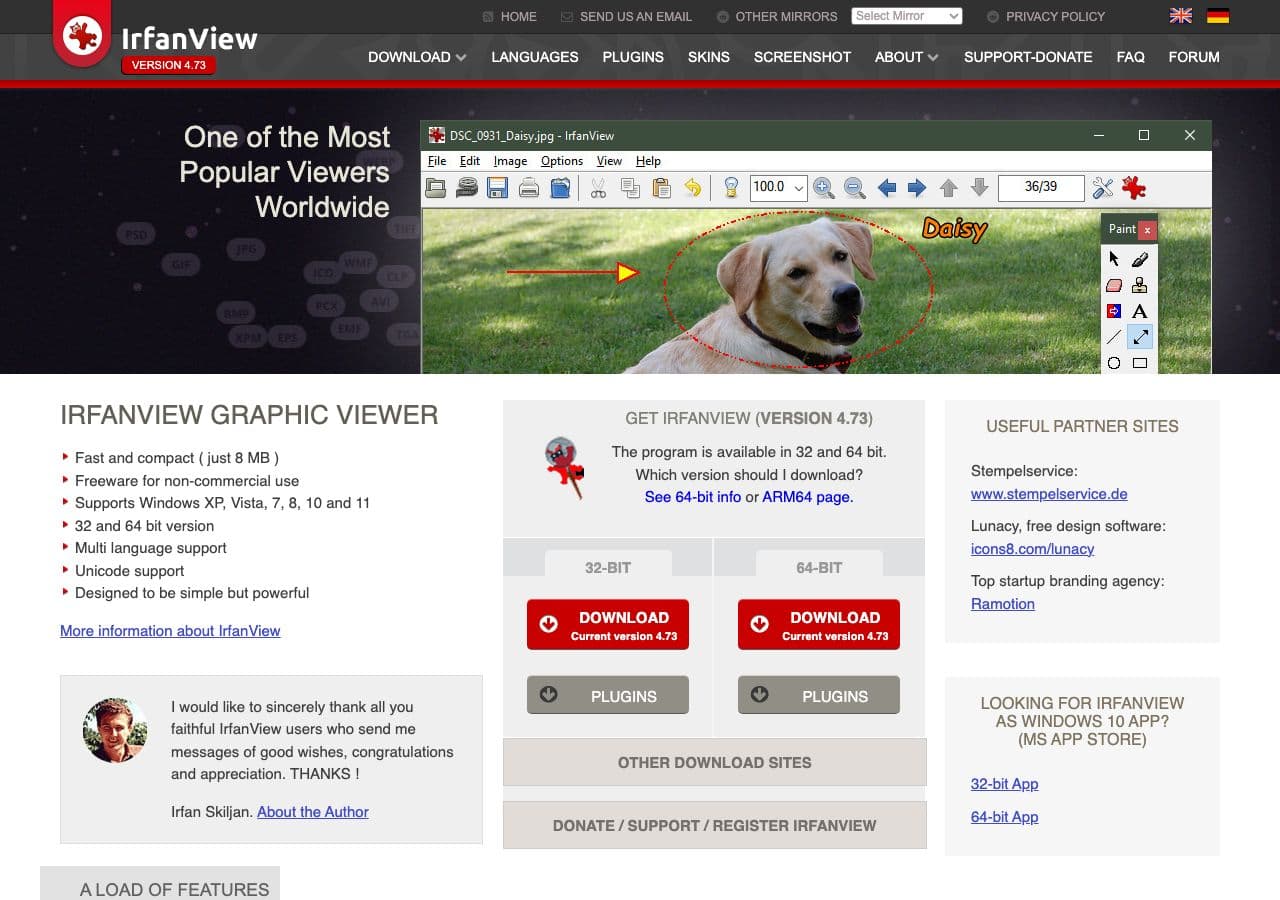 IrfanView homepage