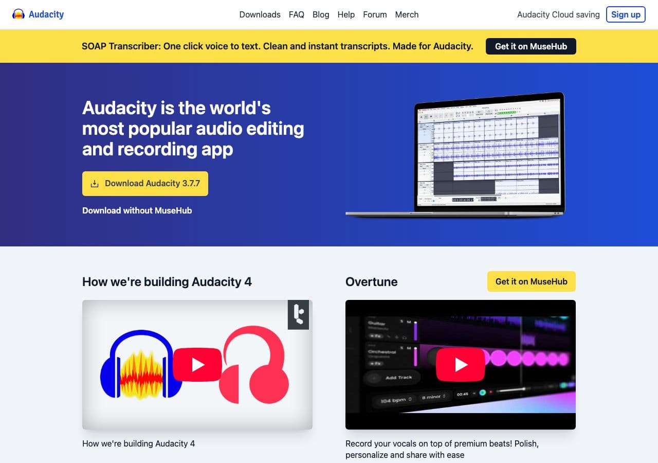 Audacity homepage