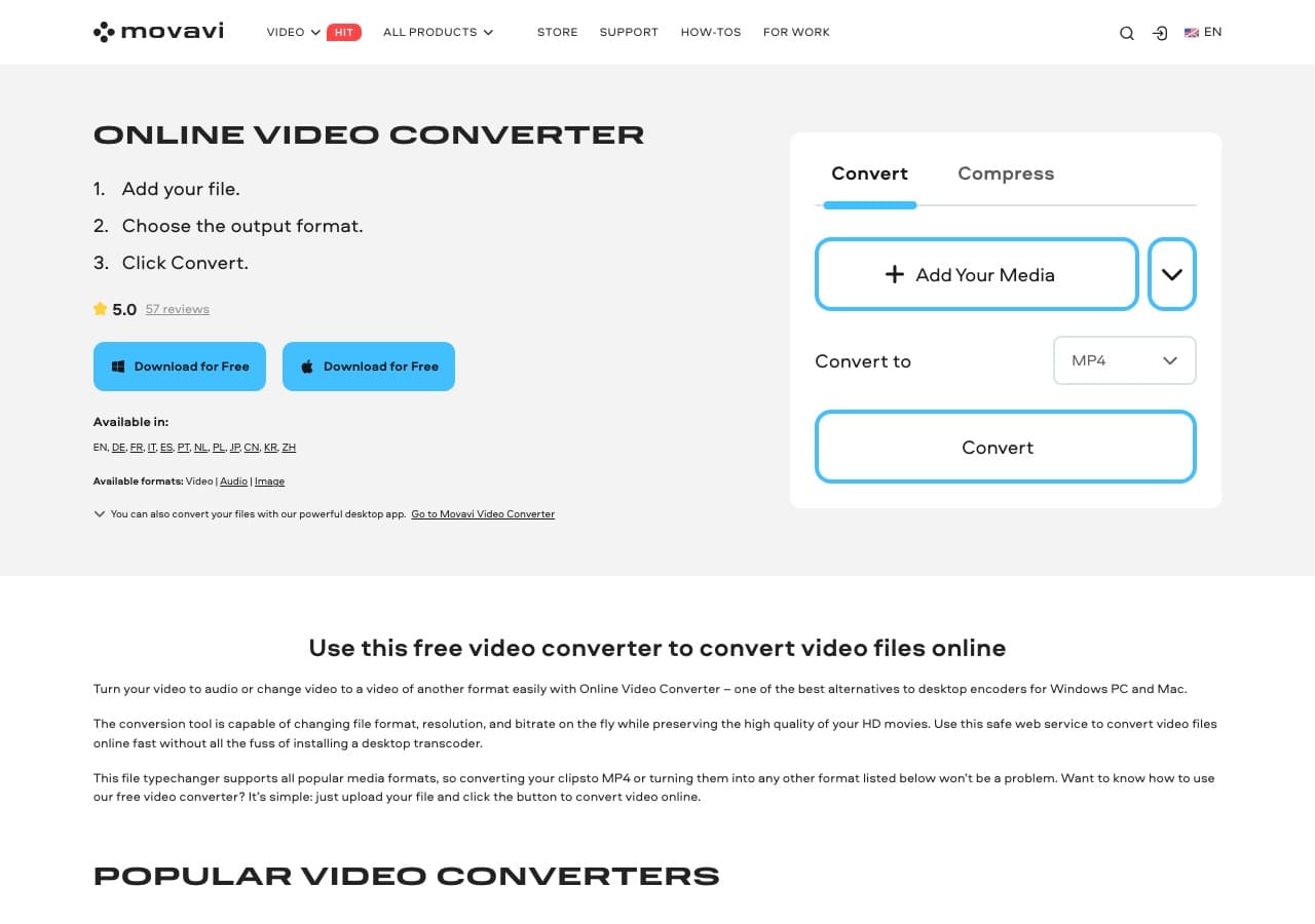 Movavi Video Converter homepage