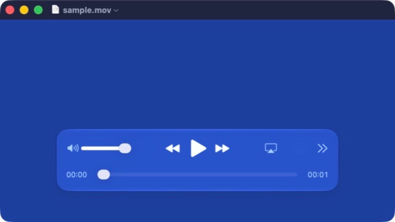 QuickTime Player opening a sample MOV file