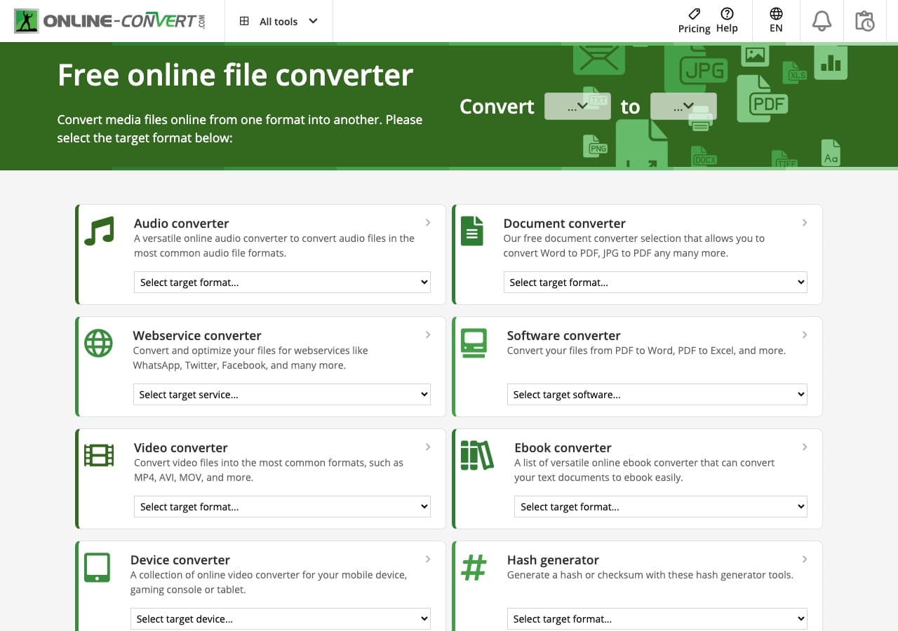 Online-Convert homepage