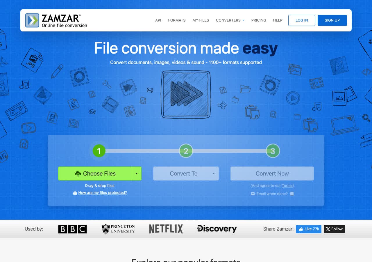Zamzar homepage