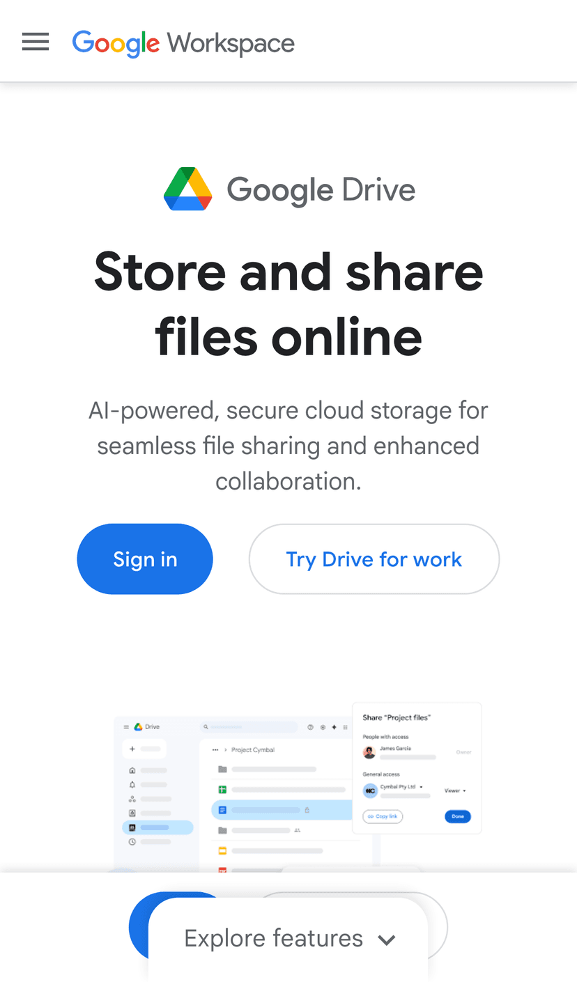 Google Drive mobile screenshot