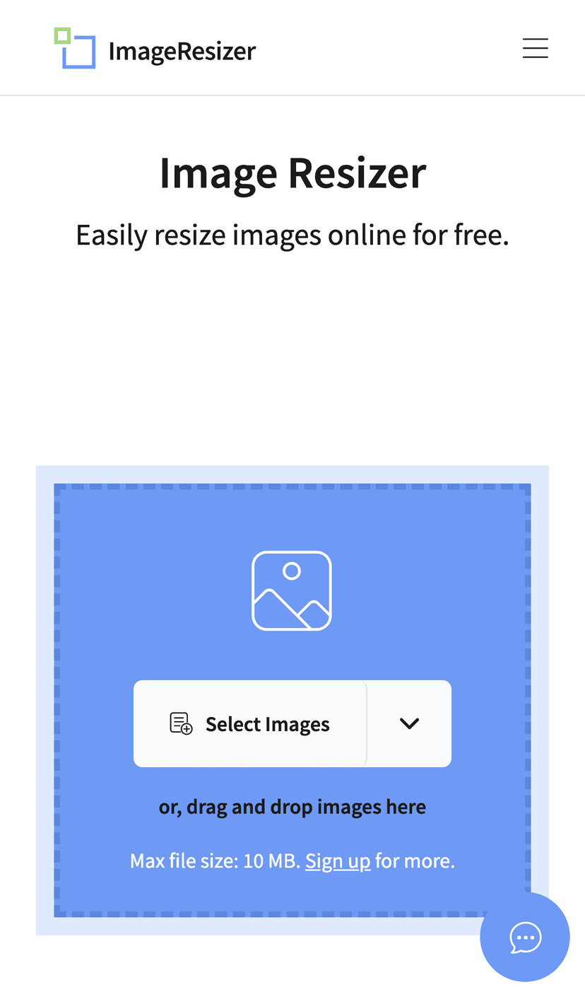 ImageResizer.com mobile screenshot