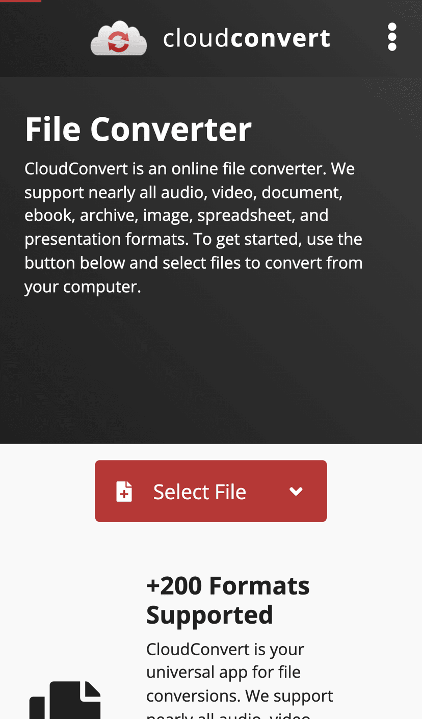 CloudConvert mobile screenshot