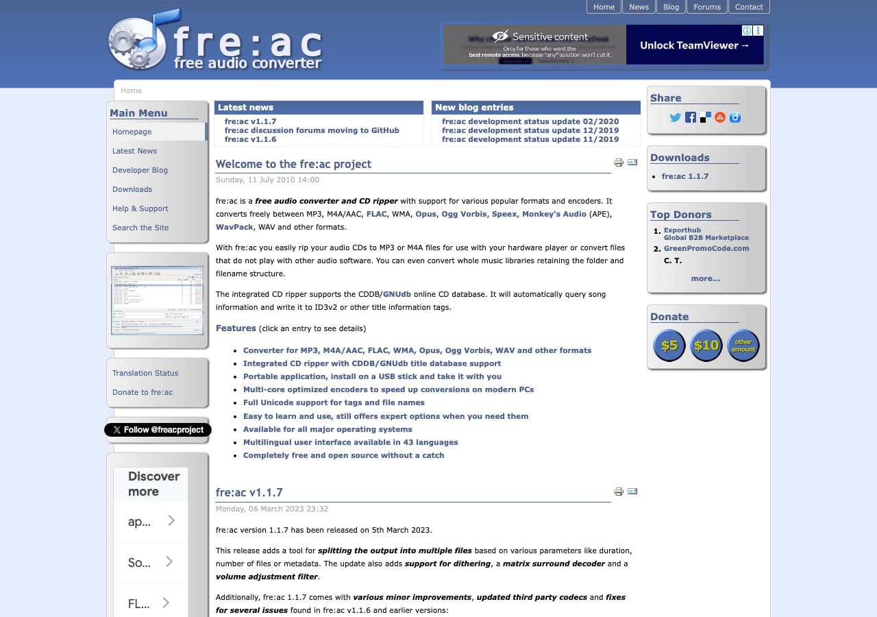 fre:ac homepage