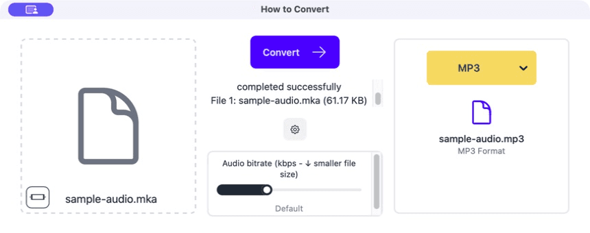 An MKA audio file loaded in How to Convert