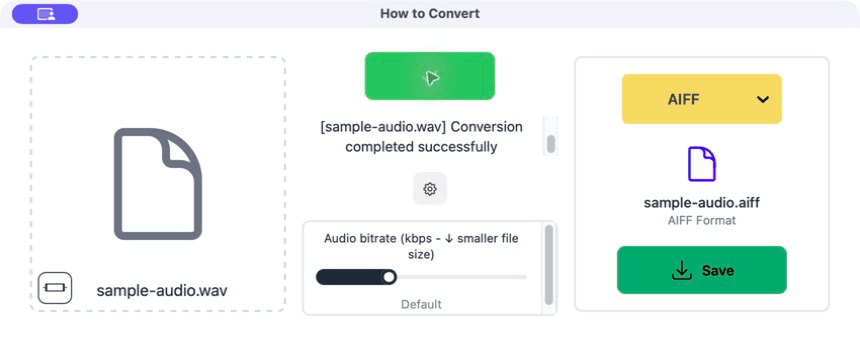 A completed WAV to AIFF conversion
