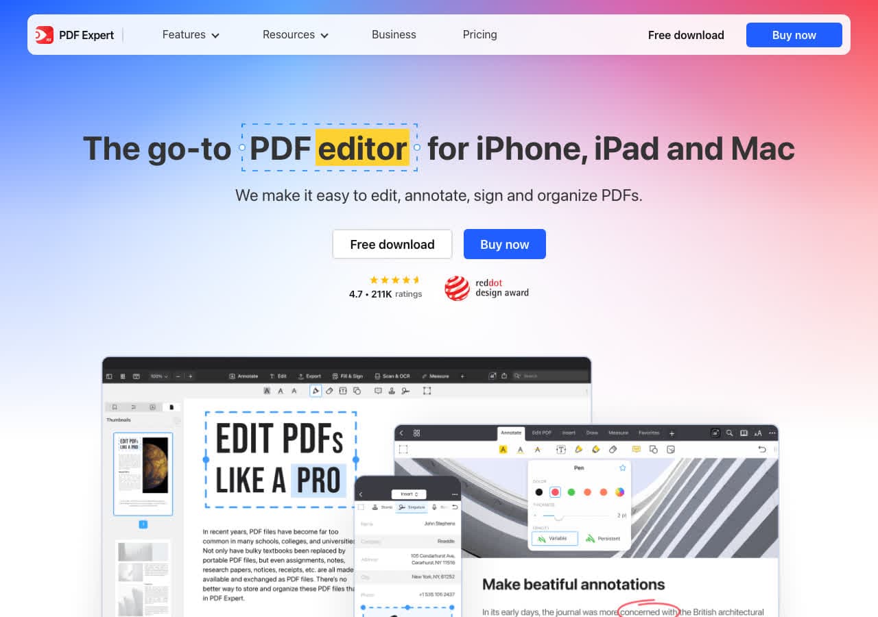 PDF Expert homepage