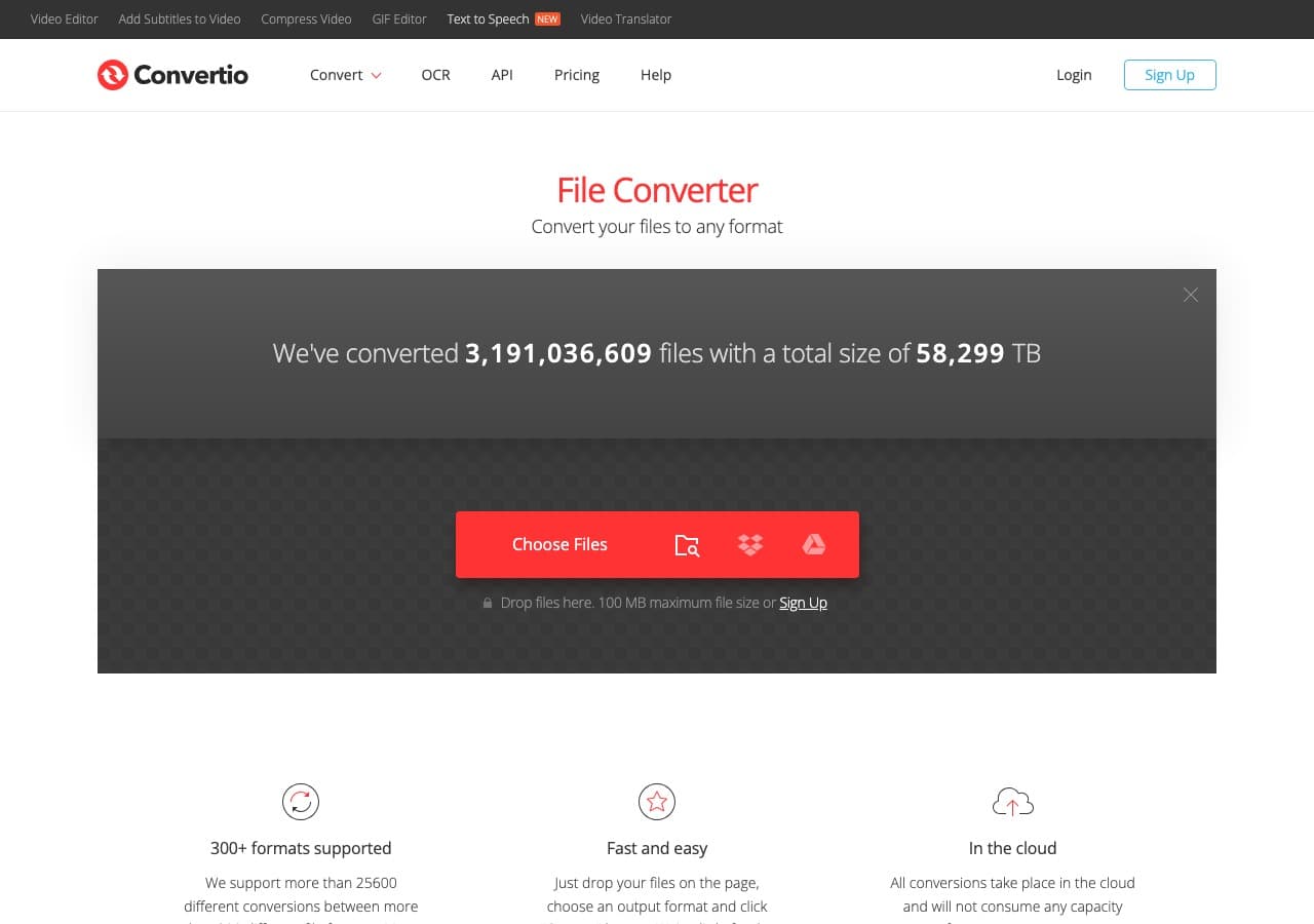 Convertio homepage