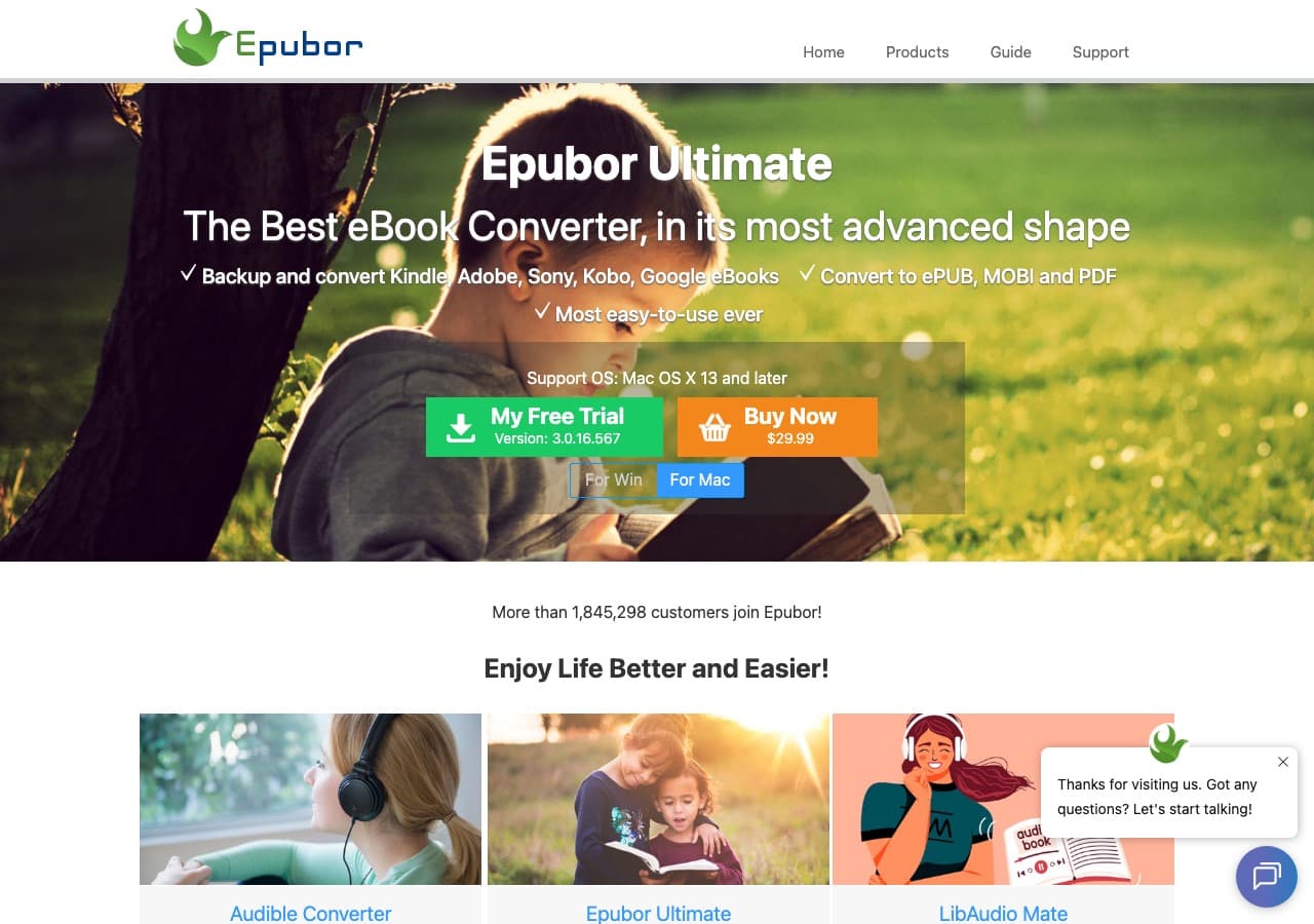 Epubor homepage