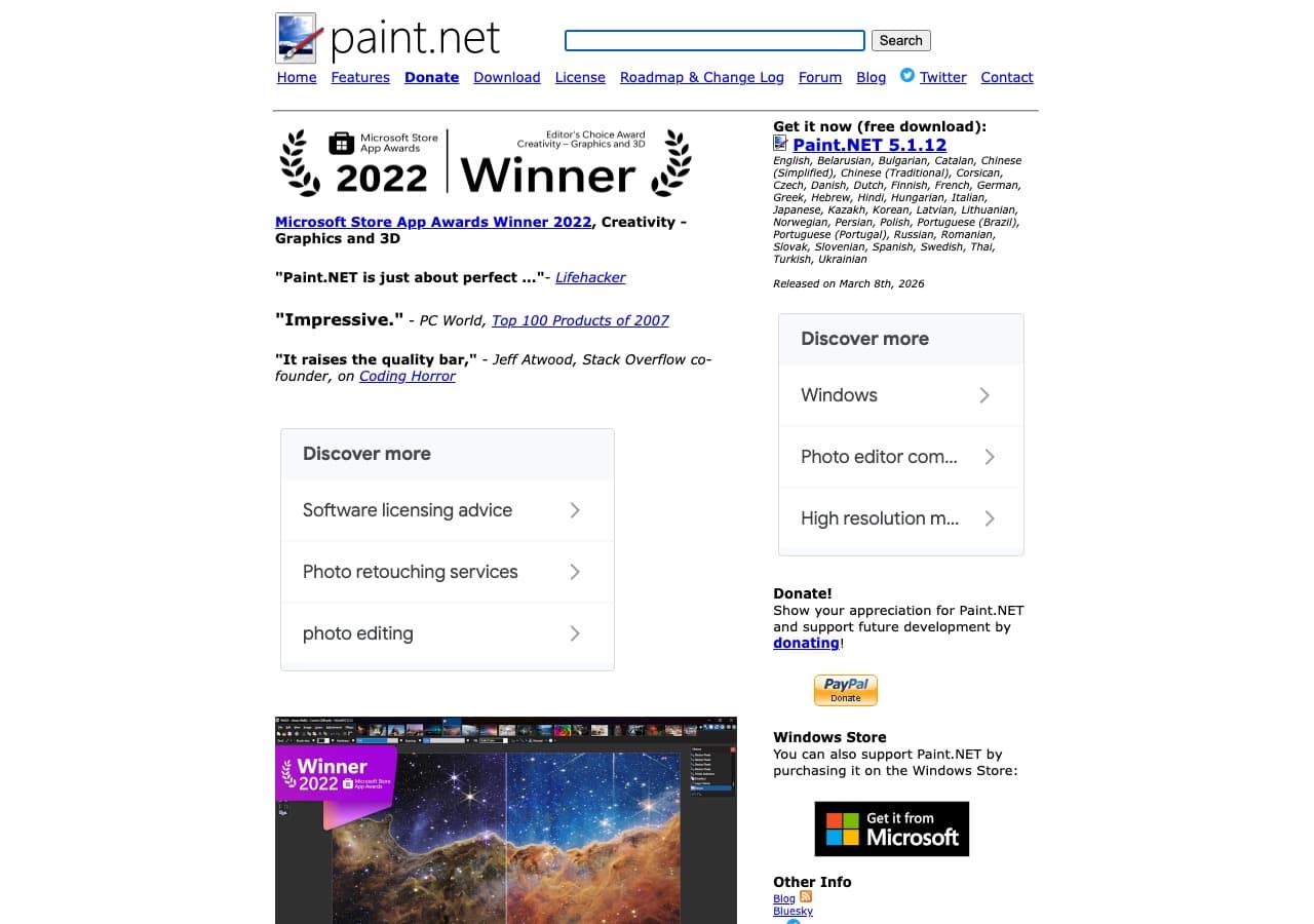 Paint.NET homepage