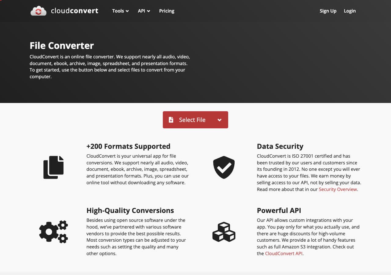 CloudConvert homepage