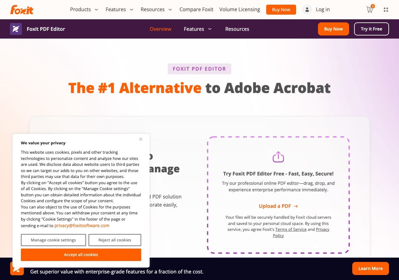 Foxit PDF Editor homepage