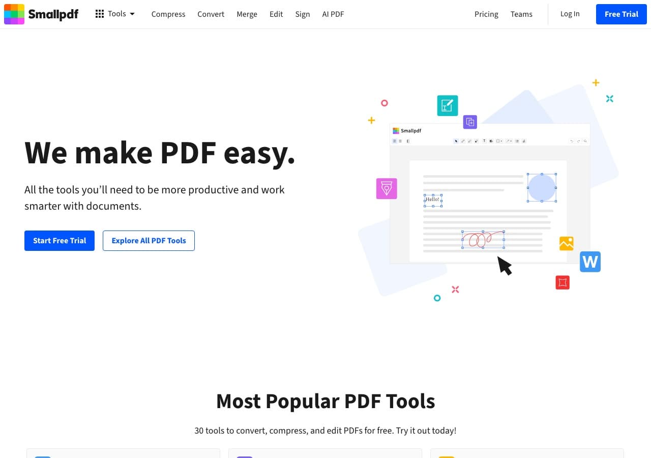 Smallpdf homepage
