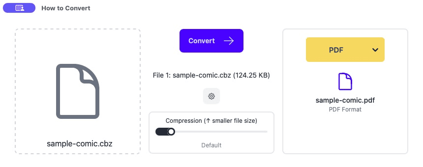 A CBZ comic loaded in How to Convert