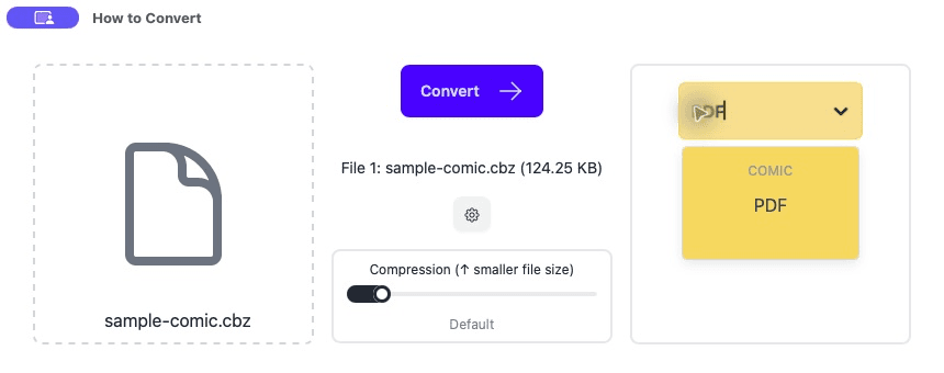 Choosing PDF as the output for a CBZ comic