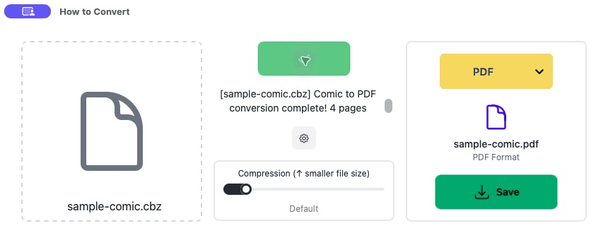 A completed CBZ to PDF conversion
