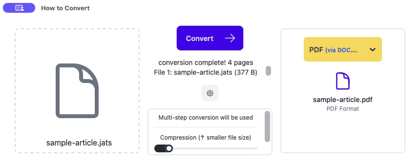 A JATS article loaded in How to Convert