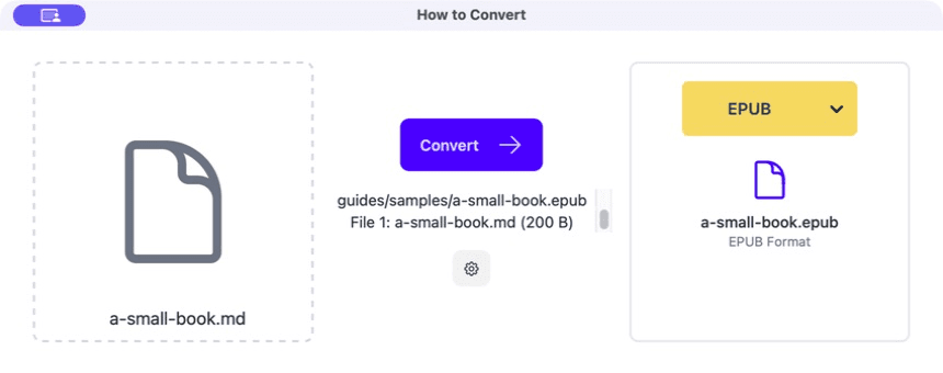 A Markdown book loaded in How to Convert