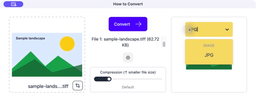 Choosing JPG as the TIFF output format
