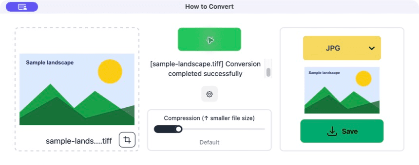 A completed TIFF to JPG conversion
