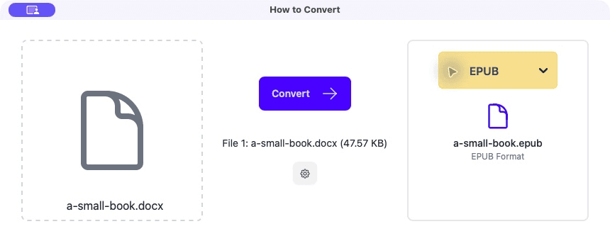 EPUB selected as the output format