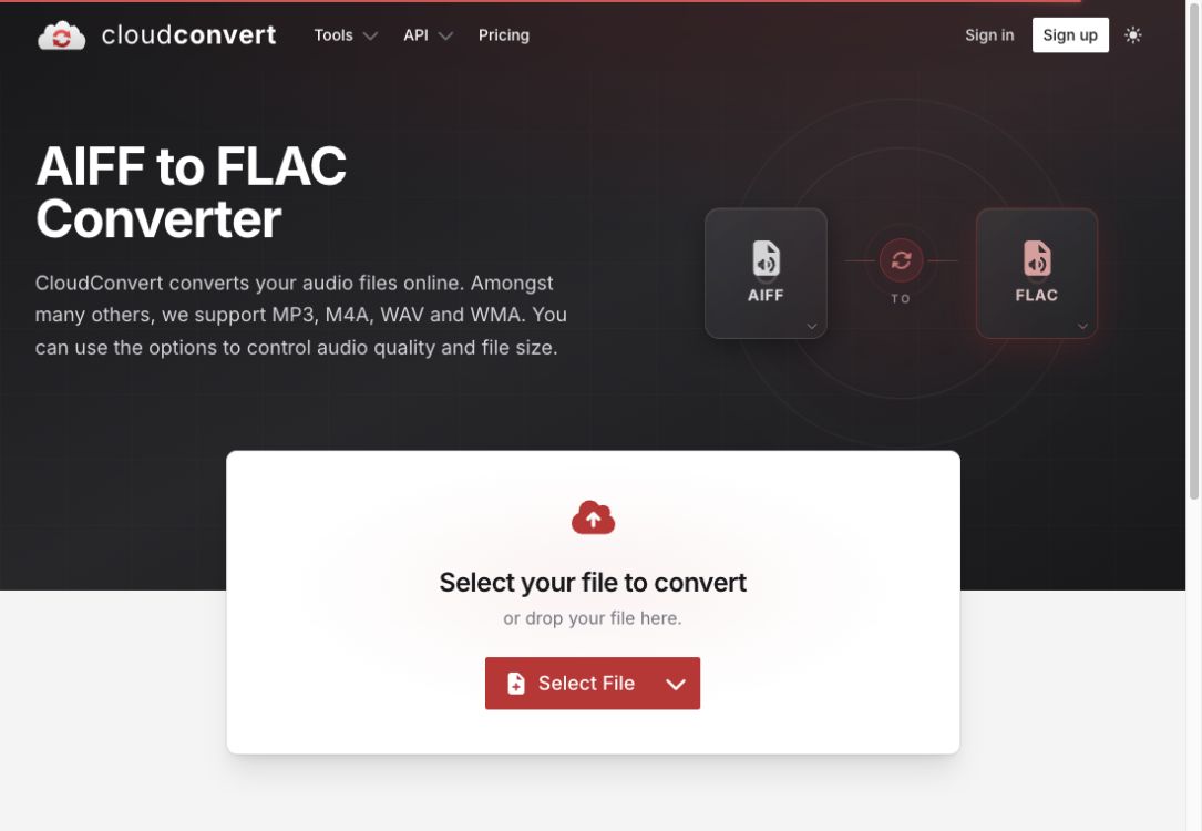 Choose your AIFF file with FLAC selected as the output.