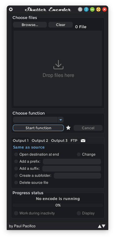 Choose function and Start function are below the file list.